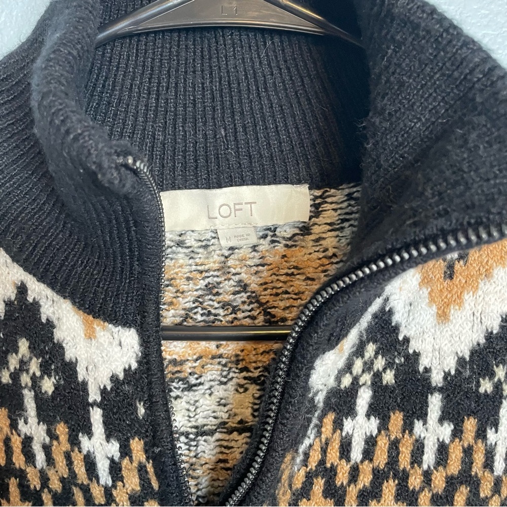 LOFT Fair Isle Half Zip Tunic Sweater - Picture 4 of 10